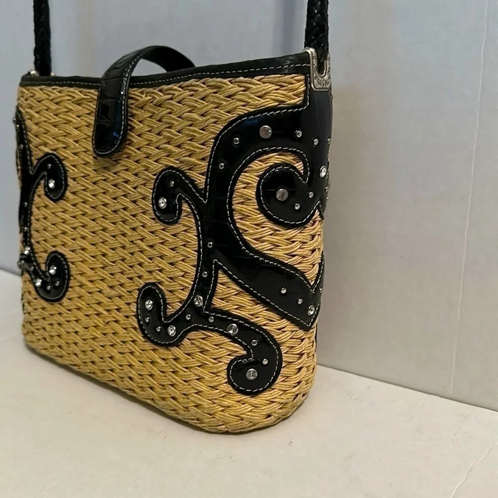 Brighton VALENTINA woven leather studded purse handbag